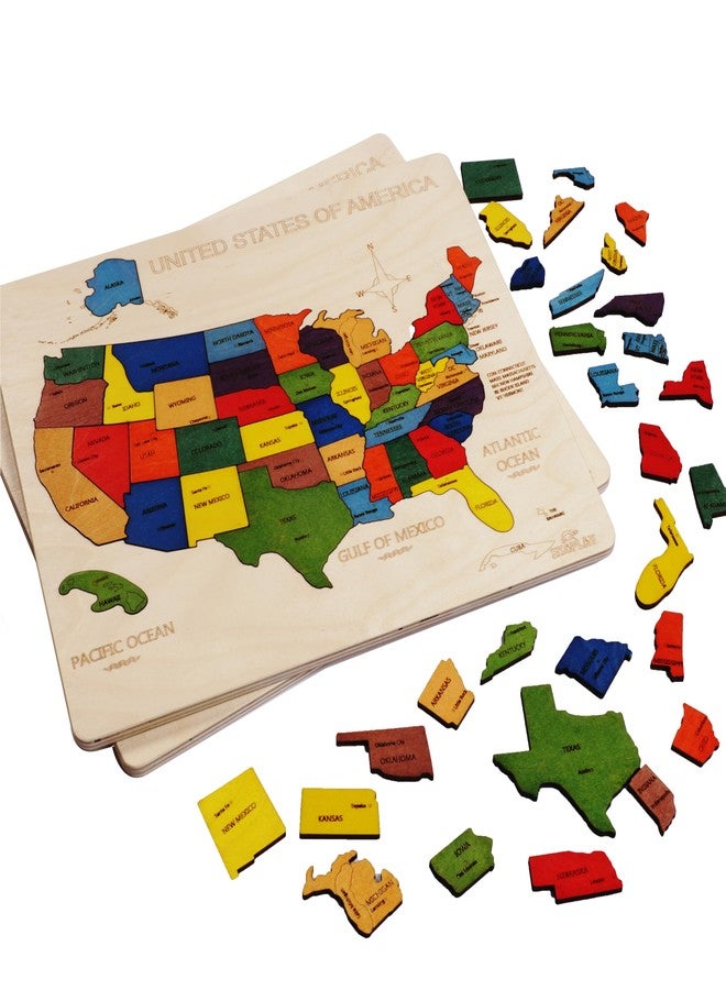 EKOPLAY USA Map Wooden Jigsaw Puzzle for Kids | 44 Puzzle Pieces | Learning & Educational Toy Gift for Boys & Girls Ages 3 Years and Above - Image 5